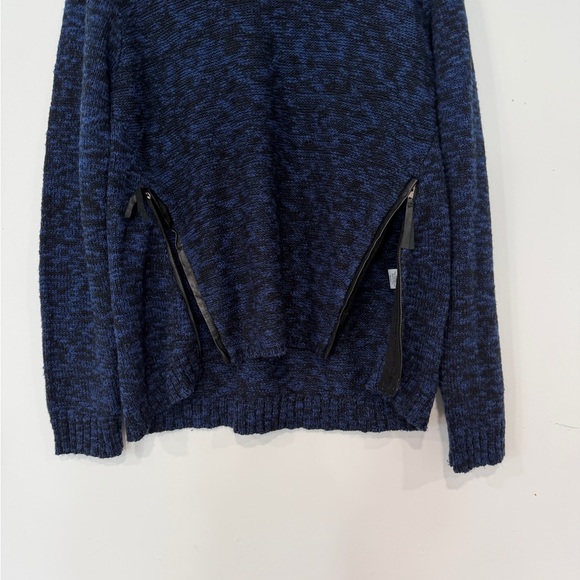 Michael Stars Navy Marled Crewneck Sweater with Zip Accents - Picture 6 of 12